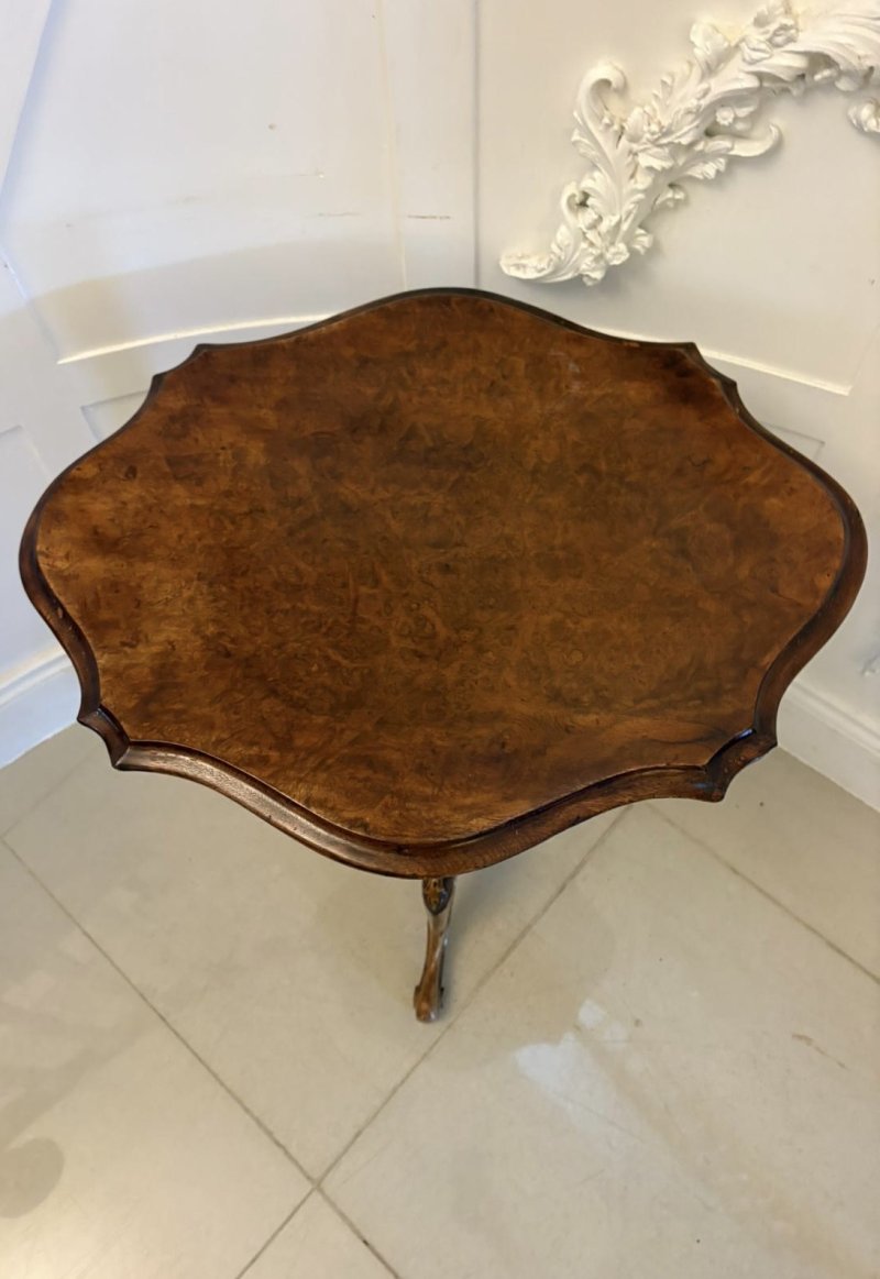 Antique Victorian Quality Burr Walnut Lamp Table - Image 5